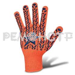 Перчатки с синим рисунком Звезда 5 нитей оранжевые Долони