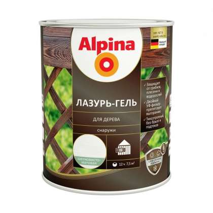 Антисептик лазурь-гель Alpina шелковисто-матовый черный 2,5л  