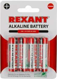 Элемент питания LR6 AA Alkaline 1,5V блистер 4шт Rexant