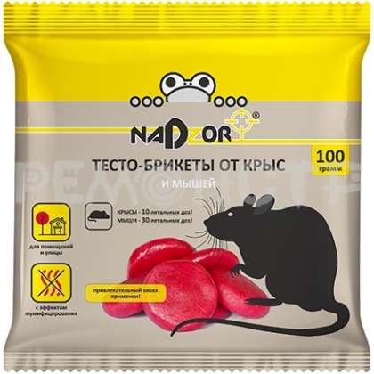 Брикет-тесто для уничтожения крыс и мышей Nadzor 100г 
