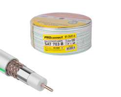 Нарезка кабель коаксиальный SAT 703В Cu/AI/Cu, 64%, 75 Ом белый PROconnect