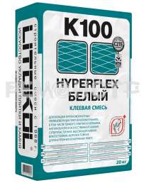 Клеевая смесь на цементной основе HYPERFLEX K100 белый 20кг